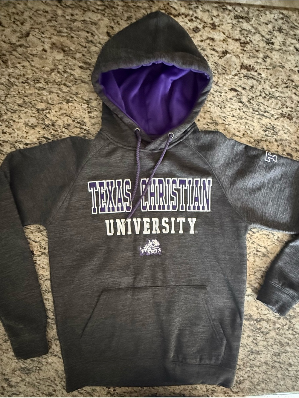 Stadium Athletics Gray Hoodie with Purple Lining - Texas Christian University